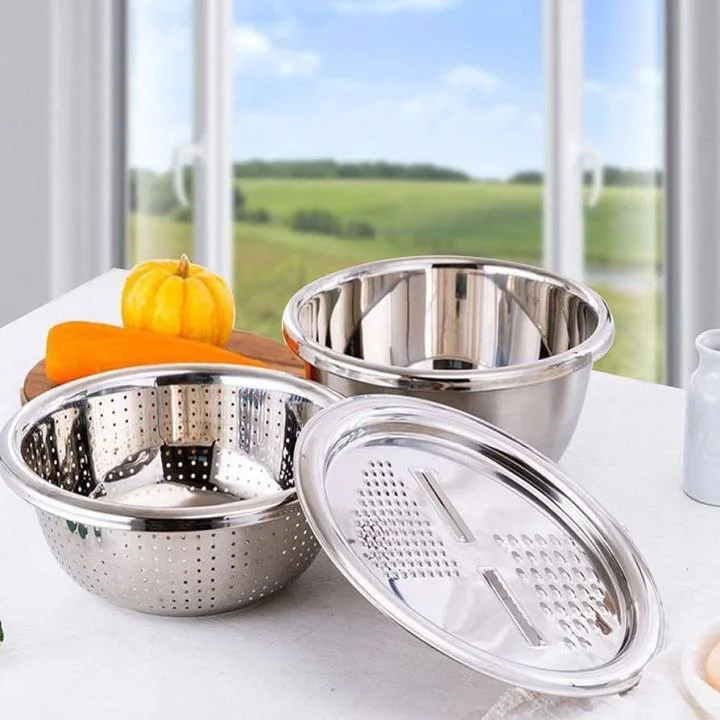 3-in-1 High-Quality Stainless Steel Kitchen Tool (26cm) – Multi-Purpose Cooking & Serving Utensil | Durable & Rust-Proof | HandicraftsBD
