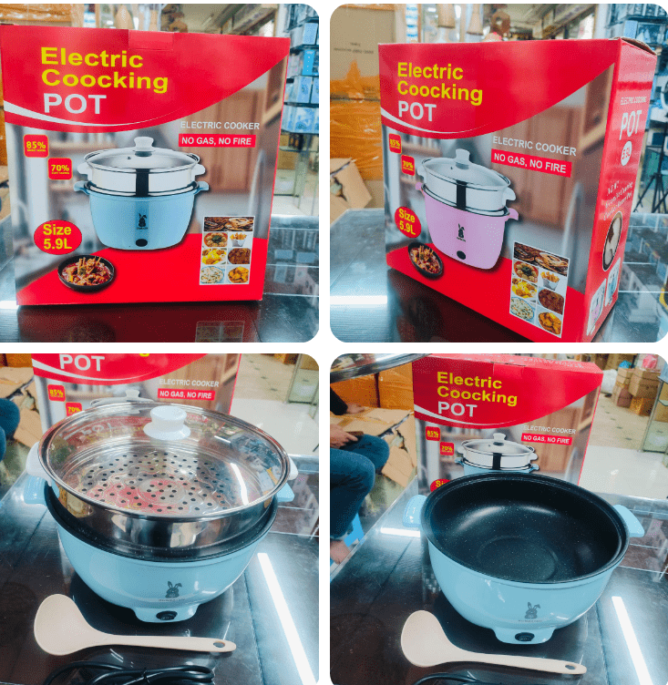 Electric cooking pot stainless steel 6.5L 1200w