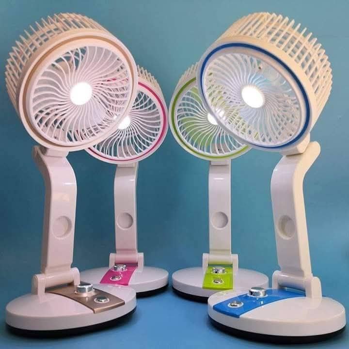 LR fan adjustable rechargeable folding fan with LED light