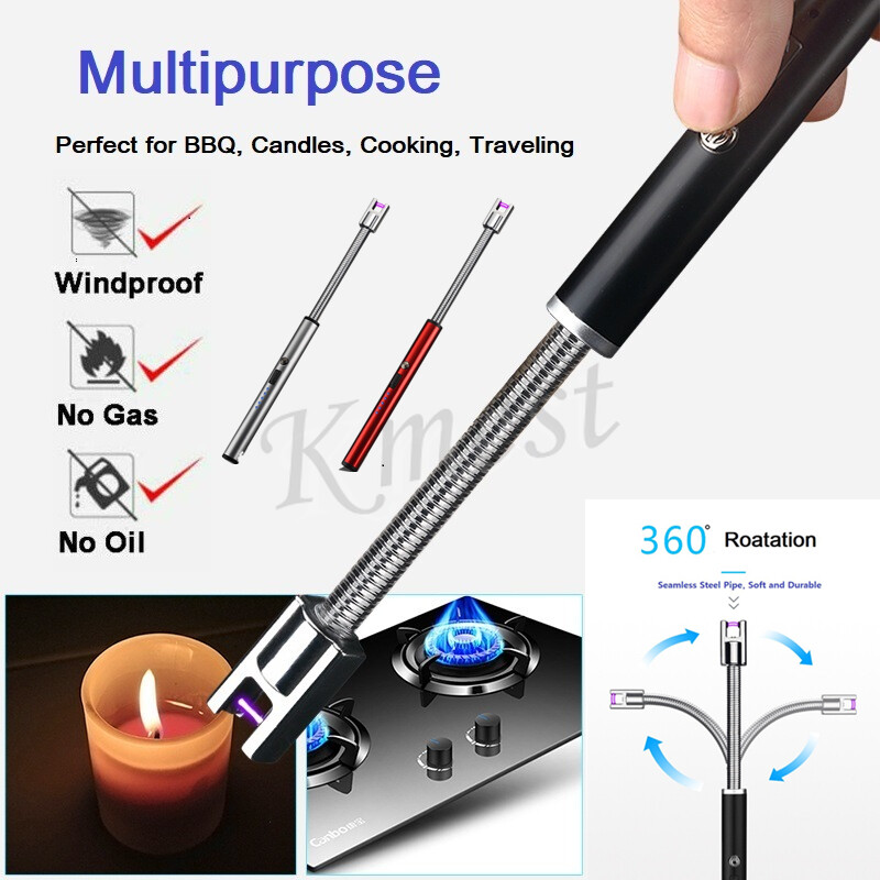 Rechargeable ARC BBQ Electric Lighter USB Windproof Plasma Lighter Flexible Neck Kitchen & Outdoor Use