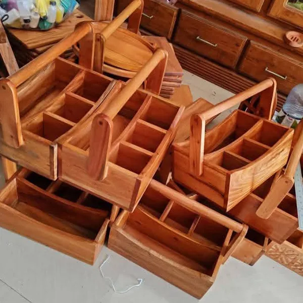 Wholesale Mahogany Wood Cutlery Holder Custom Design - Image 2