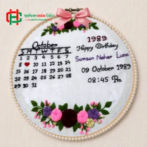 Hand Embroidered Birthday Hoop Art