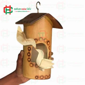 Handcrafted Natural Bamboo Bird House & Nest